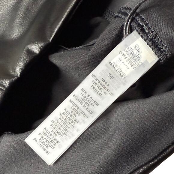 Offline By Aerie Real Luxe Faux Leather Hi Rise Leggings Size Small Black Edgy - Picture 6 of 8